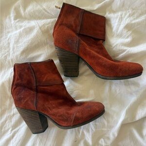 rag & bone Rust Suede newbury booties Stacked Heel Ankle Boots